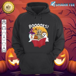 Booooks Ghost Pumpkin Halloween Boo Read Book Library Readin hoodie