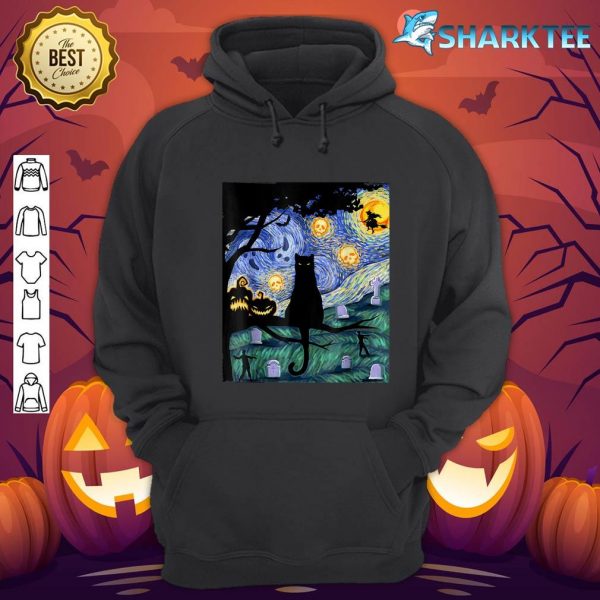 Skull Scary Night Cat Witch Halloween hoodie