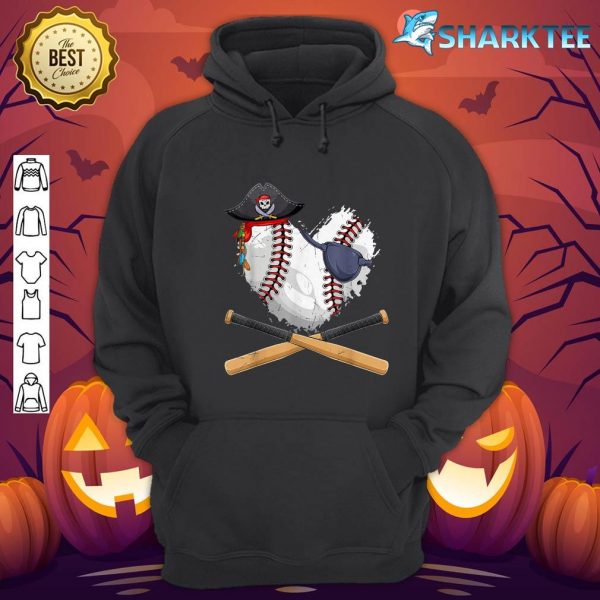Baseball Heart Pirate Hat Jolly Roger Halloween Costume Day hoodie