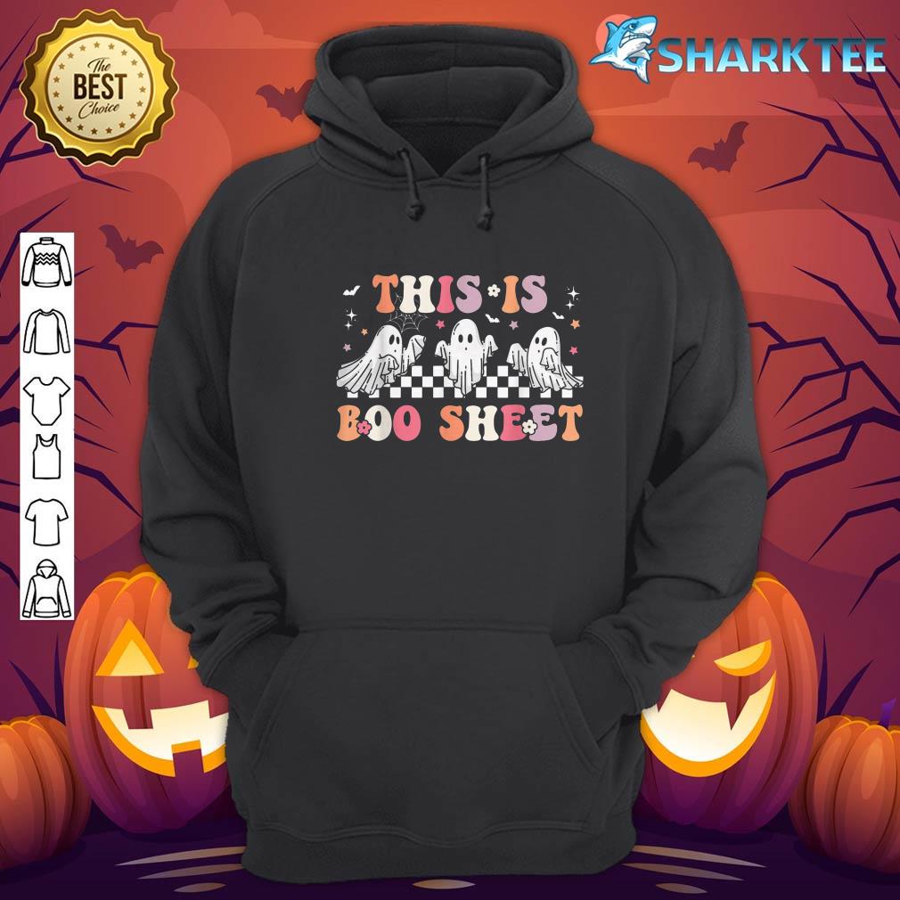 This Is Boo Sheet Ghost Halloween Retro Groovy hoodie
