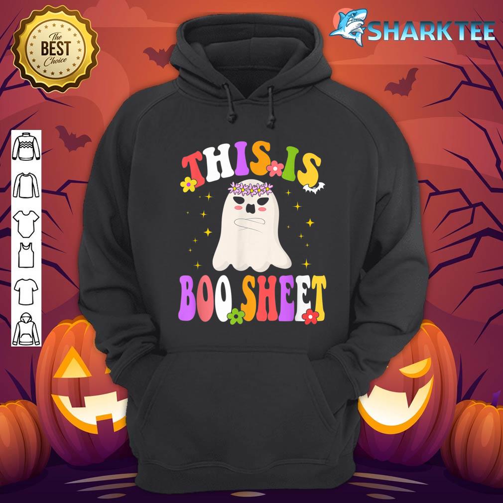 Cute Ghost Spooky Halloween This Is Boo Sheet Retro Groovy hoodie