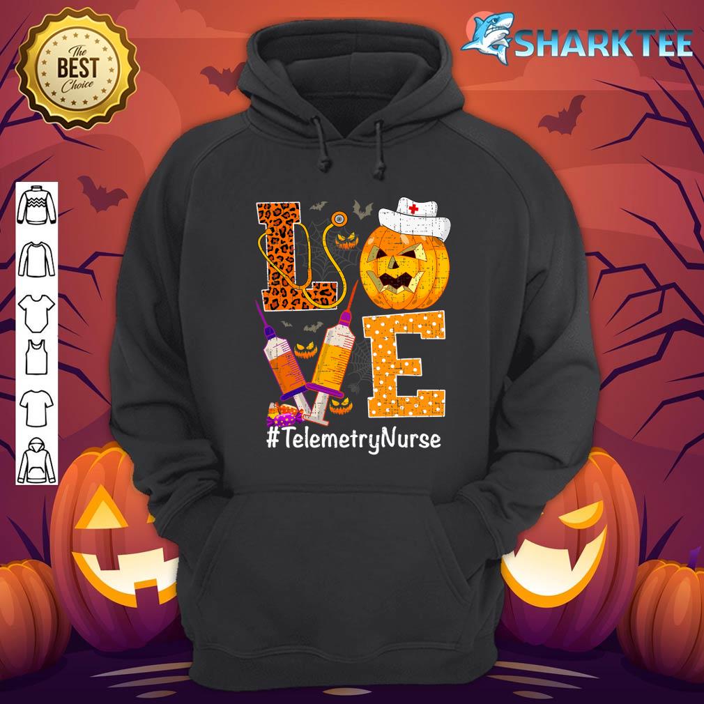 Love Nurse Life Pumpkin Leopard Halloween Telemetry Nurse hoodie