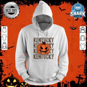 Retro Leopard Kentucky With Pumpkin Happy Halloween hoodie