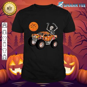 Halloween Skeleton Riding Pumpkin Truck Boys Kids shirt