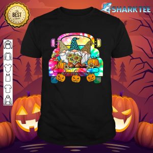 Tie Dye Pumpkin Gnomes In Halloween Truck Funny Holiday shirt