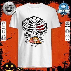 Ripped Halloween Xray Skeleton Rib Cage Pizza Lover shirt
