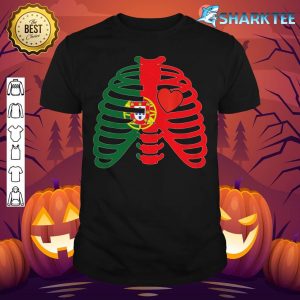 Ribcage Portuguese Halloween Portugal Flag Heart X-Ray Witch shirt