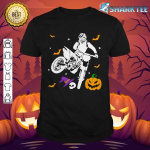 Fun Motocross Witch Hat Halloween Costume Motocross Player shirt