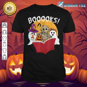 Booooks Ghost Pumpkin Halloween Boo Read Book Library Readin shirt