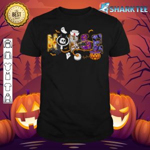 Nurse Stethospe Pumpkin Skull Witch Funny Nursing Halloween shirt
