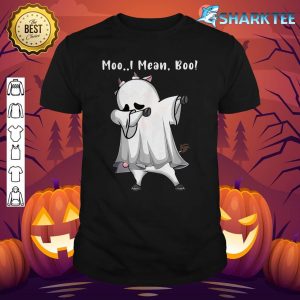 Funny Ghost Cow Dabbing Moo I Mean Boo Pumpkin Halloween shirt