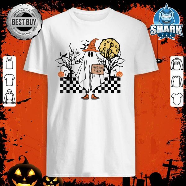 Retro 70s Groovy Ghost Halloween Need A Ride To Salem shirt