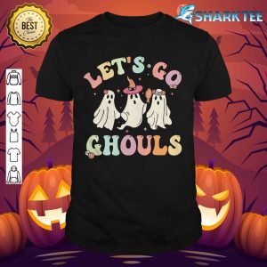 Retro Groovy Let's Go Ghouls Halloween Ghost Outfit Costumes shirt