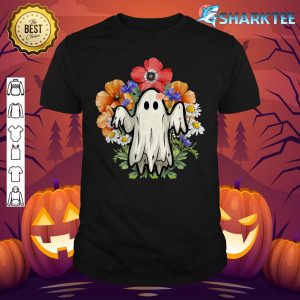 Groovy Vintage Floral Ghost Cute Halloween Spooky Season shirt