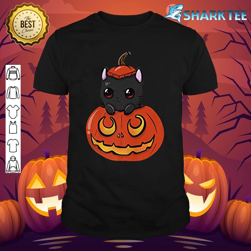 Black Scary Cat Pumpkin Jack O Lantern Halloween Costume Premium shirt