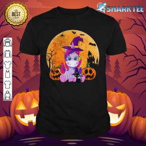 Halloween Witchy Unicorn Black Cat Pumpkin Girls Women Kids shirt