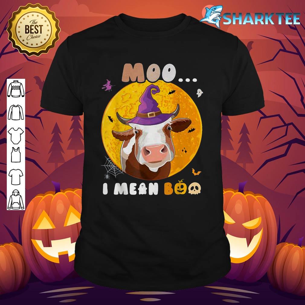 Moo I Mean Boo Spooky Cow Lover Halloween Funny Farmer Pun shirt
