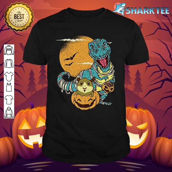 T-Rex Dinosaur Mummy with Halloween Guinea-Pig in Pumpkin Premium shirt