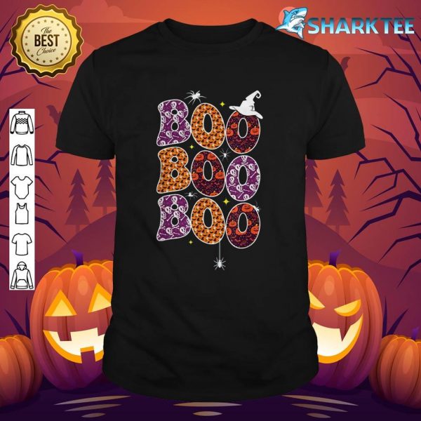 Boo With Spiders And Witch Hat Halloween Women Men shirt