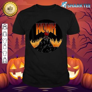 Halloween Honk Goose on Skeleton hill in Hell with Red Moon shirt