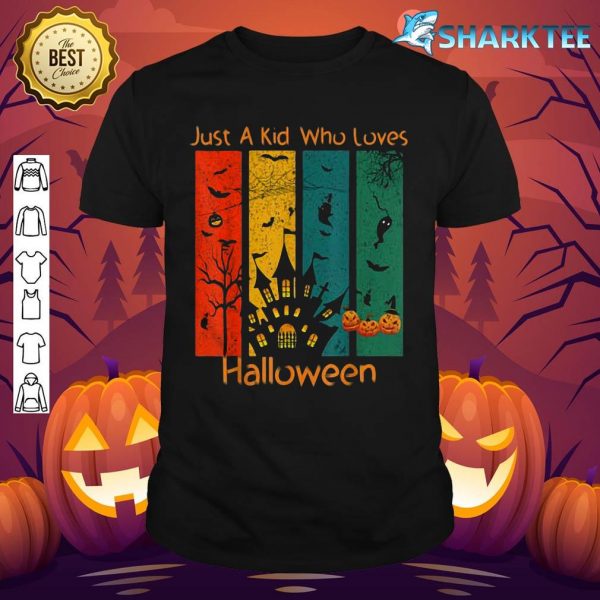 Just A Kid Who Loves Halloween Pumpkin Skull Boys Kids shirt