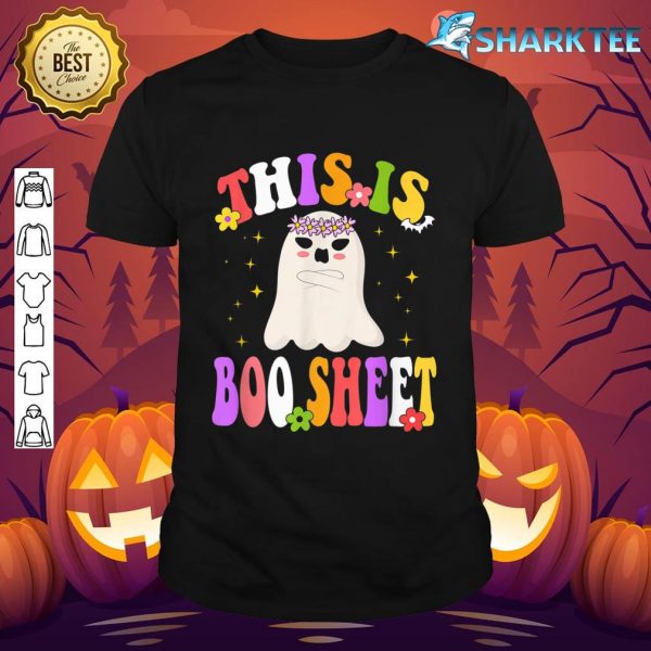 Cute Ghost Spooky Halloween This Is Boo Sheet Retro Groovy shirt