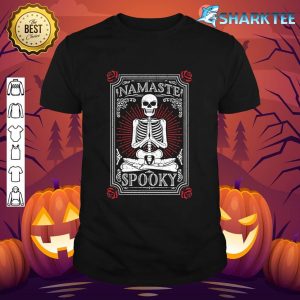 Namaste Spooky Yoga Skeleton Halloween Macabre Tarot Card shirt