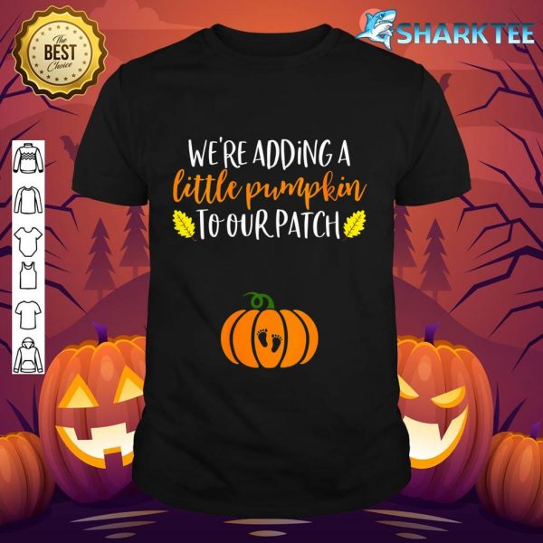 Womens Pumpkin Pregnancy Announcement Shirt Halloween Baby Reveal shirt