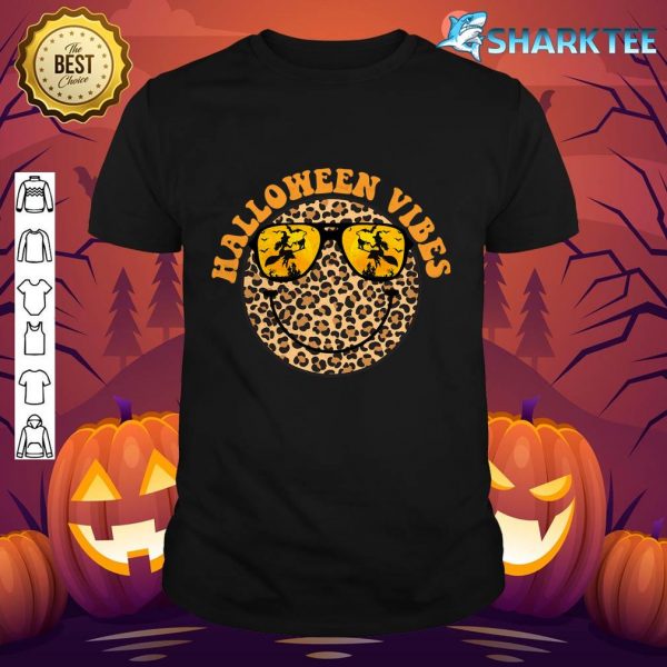 Halloween Vibes Happy Halloween Leopard Smily Face Men Women shirt