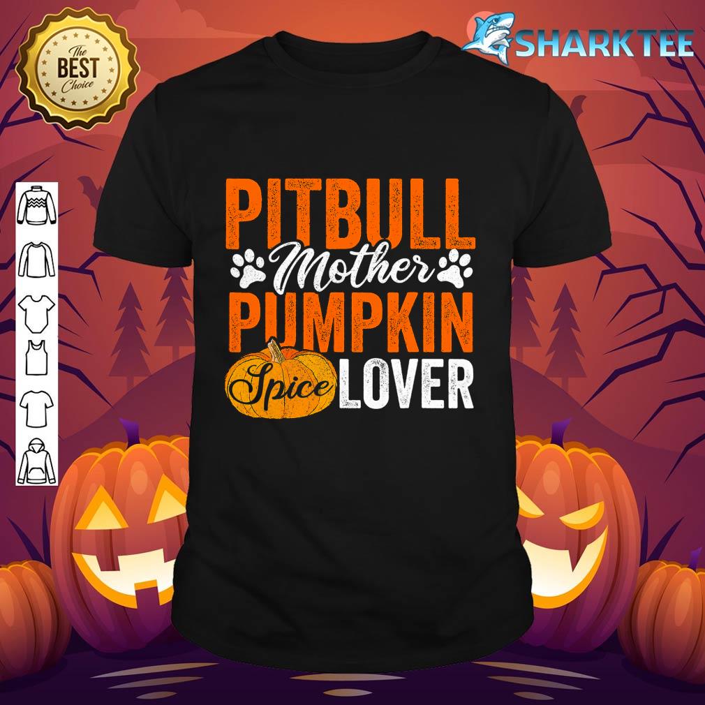 Pit Bull Dog Halloween Pumpkin Apparel Funny Autumn Women shirt