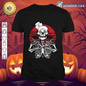 Skeleton Nurse Lazy DIY Halloween Costume Funny RN Nursing shirt