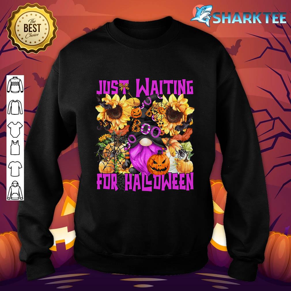 Waiting For Halloween Quote For Women Purple Autumn Gnome sweatshirt