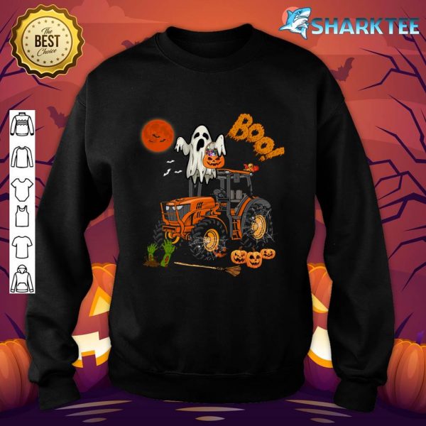Boo Ghost Riding Tractor Halloween Candy Basket Pumpkins sweatshirt