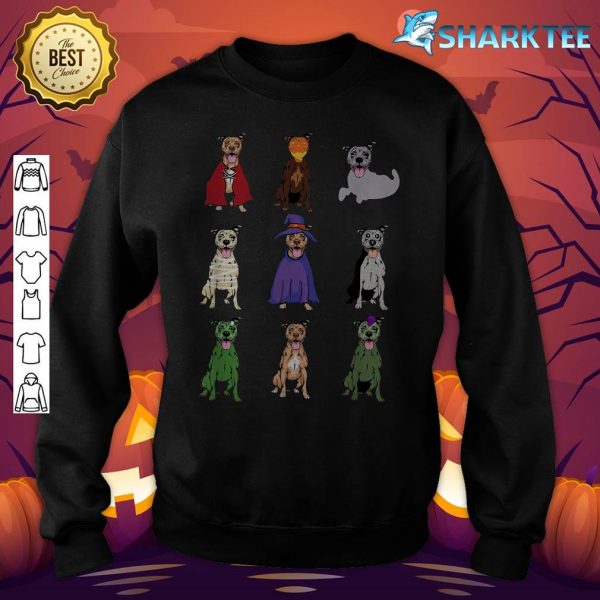 Pitbull Dog Halloween Pumpkin Witch Hat Halloween Costume sweatshirt