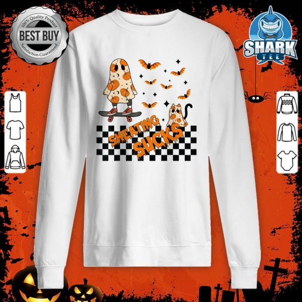 Smeating Sucks Pumpkin Ghost Skater Spooky Vibes Halloween sweatshirt