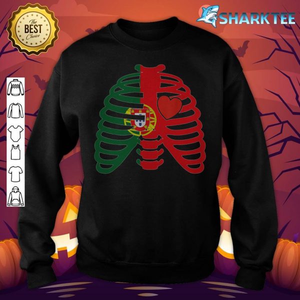 Ribcage Portuguese Halloween Portugal Flag Heart X-Ray Witch sweatshirt