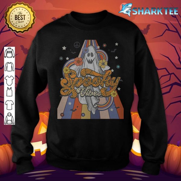 Groovy Vintage Floral Ghost Hippie Halloween Spooky Vibes Premium sweatshirt