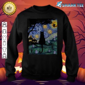 Skull Scary Night Cat Witch Halloween sweatshirt