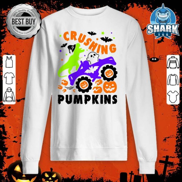 Happy Halloween Crushing Pumpkin Monster Truck Dinosaur sweatshirt