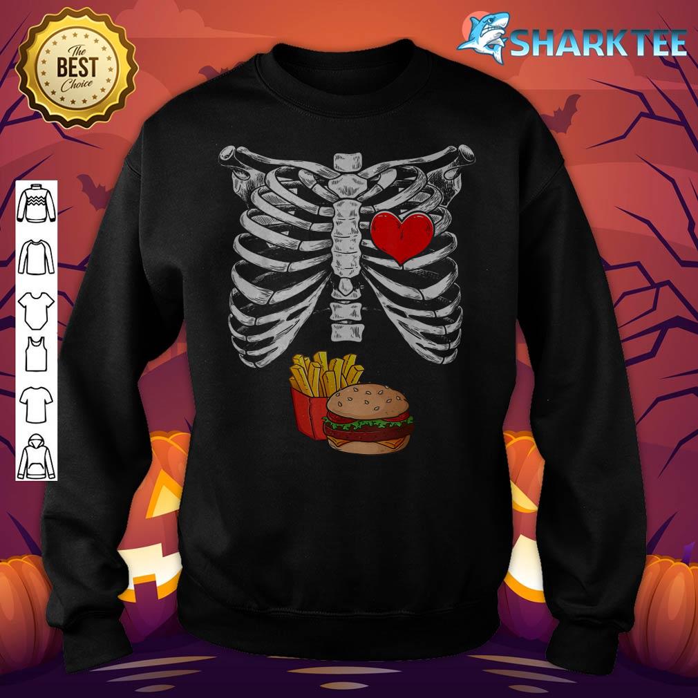 Halloween Dad Skeleton Pregnancy Hamburger Fries Xray Funny sweatshirt