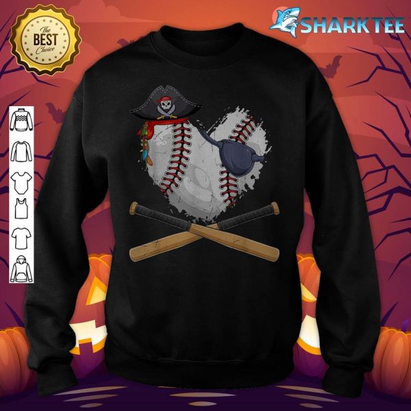 Baseball Heart Pirate Hat Jolly Roger Halloween Costume Day sweatshirt