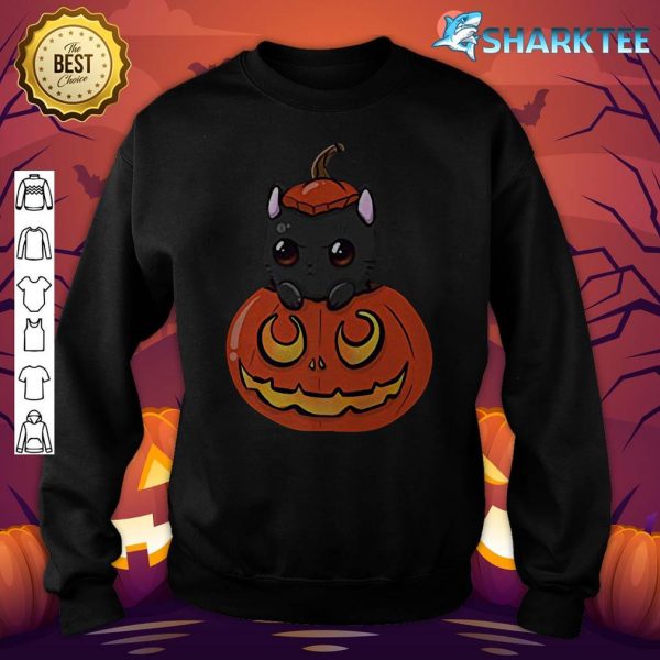 Black Scary Cat Pumpkin Jack O Lantern Halloween Costume Premium sweatshirt