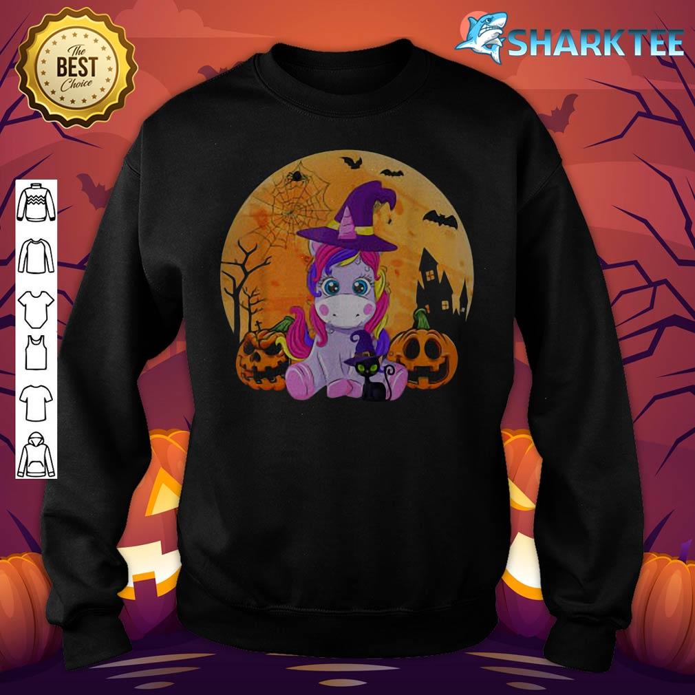 Halloween Witchy Unicorn Black Cat Pumpkin Girls Women Kids sweatshirt