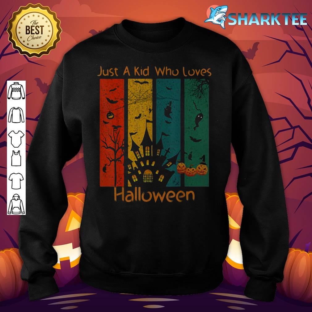Just A Kid Who Loves Halloween Pumpkin Skull Boys Kids sweatshirt