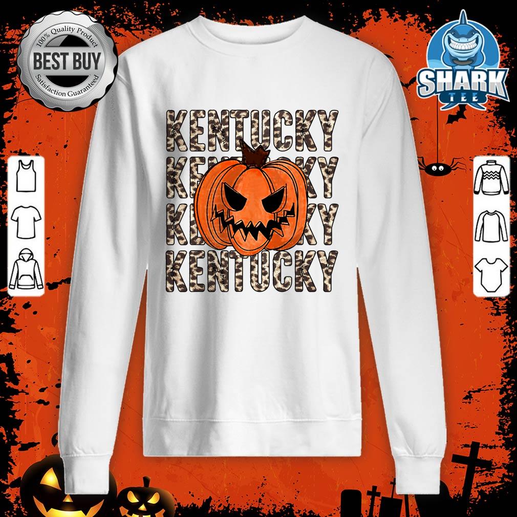 Retro Leopard Kentucky With Pumpkin Happy Halloween sweatshirt