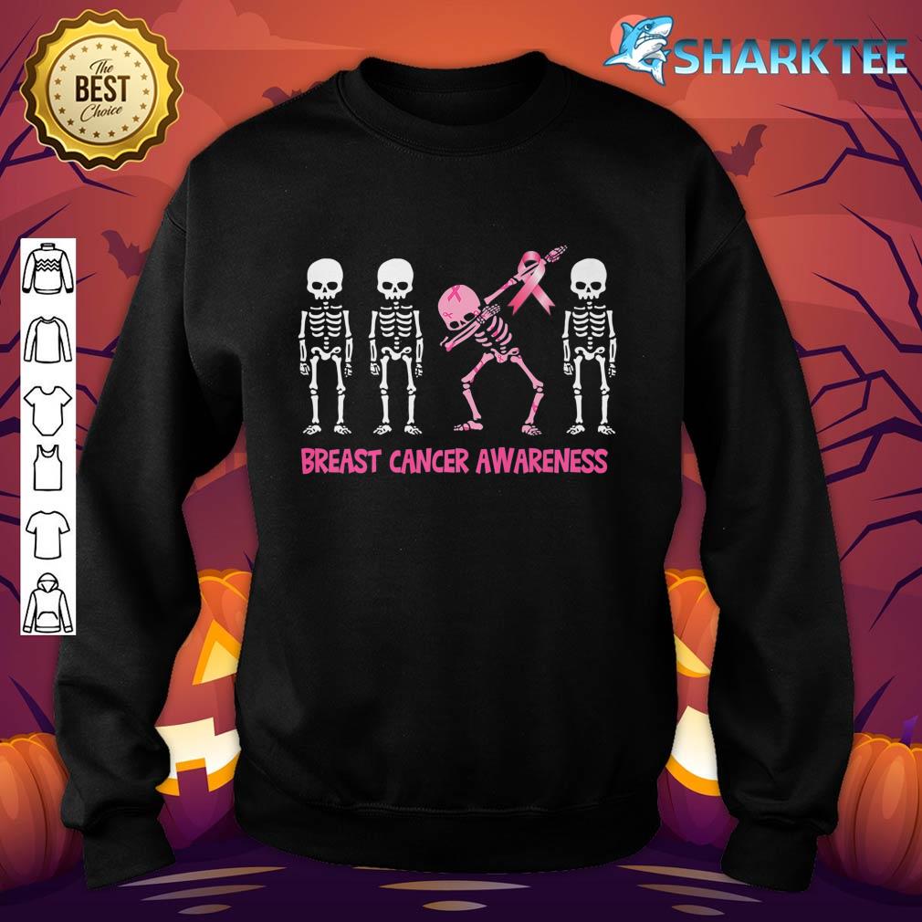 Dabbing Skeleton Pink Ribbon Breast Cancer Halloween Premium sweatshirt