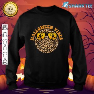 Halloween Vibes Happy Halloween Leopard Smily Face Men Women sweatshirt