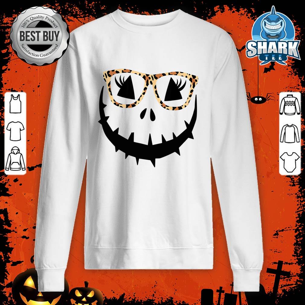 Jack O Lantern Face Pumpkin Halloween Leopard Print Glasses sweatshirt
