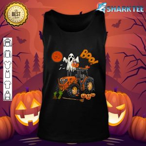 Boo Ghost Riding Tractor Halloween Candy Basket Pumpkins tank-top