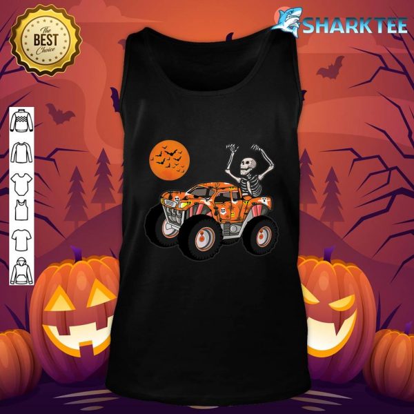 Halloween Skeleton Riding Pumpkin Truck Boys Kids tank-top